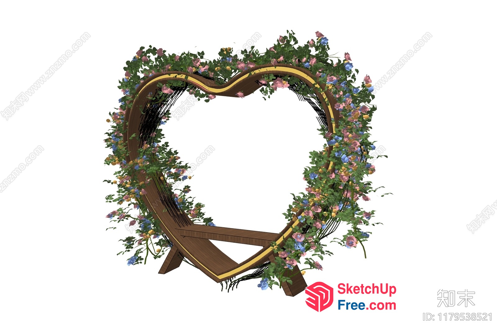Beautiful Floral Wreath With Wooden Arch 3D SketchUp File