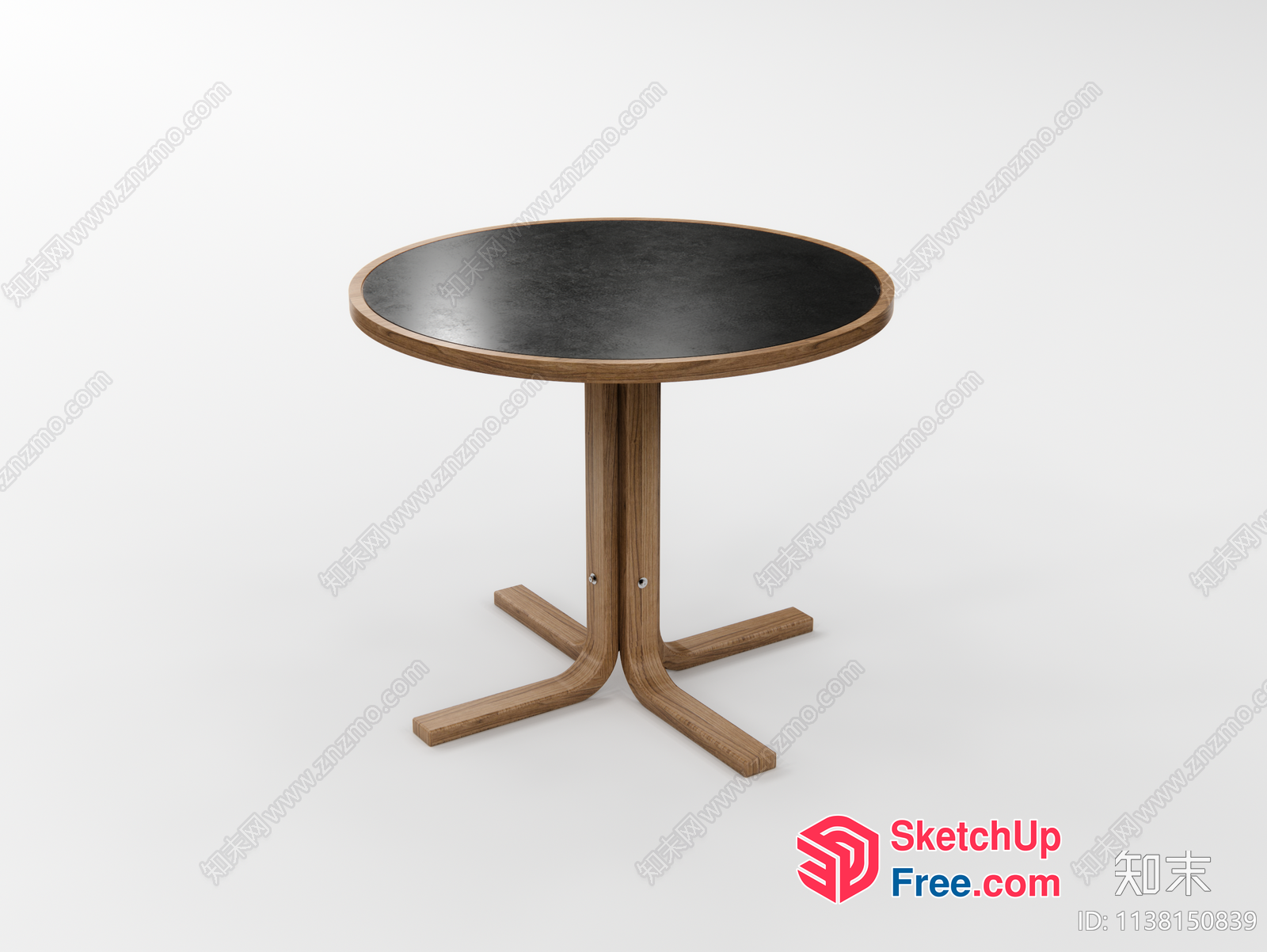 Simple Wooden Table With Black Top 3D SketchUp File