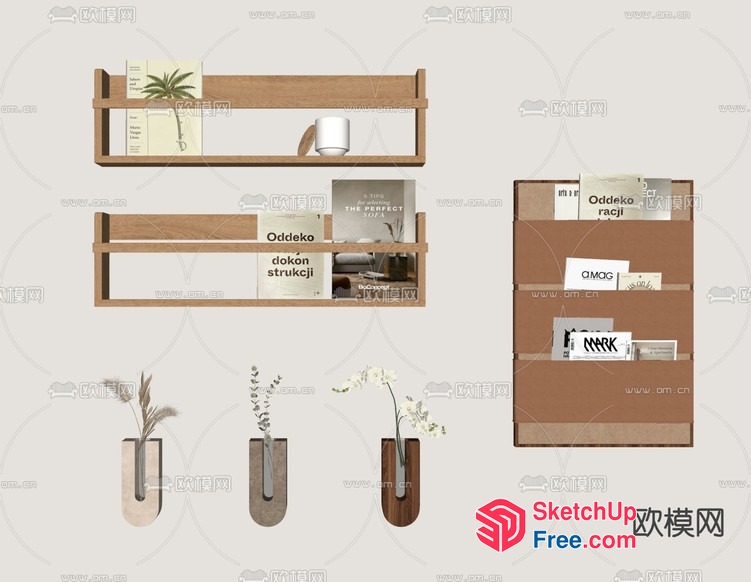 Modern Minimalist Decorative Shelves And Vases 3D SketchUp File
