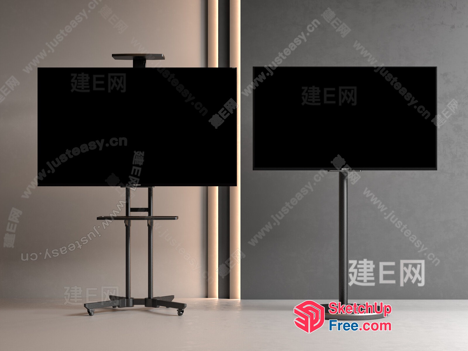 Tv Stands In Modern Minimalist Interior 3D SketchUp File