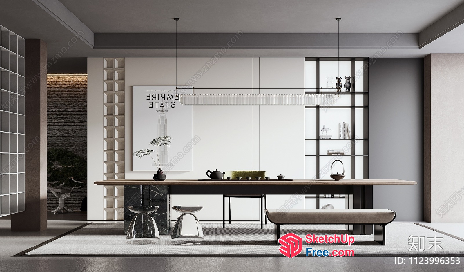 Modern Minimalist Interior With Natural Materials 3D SketchUp File