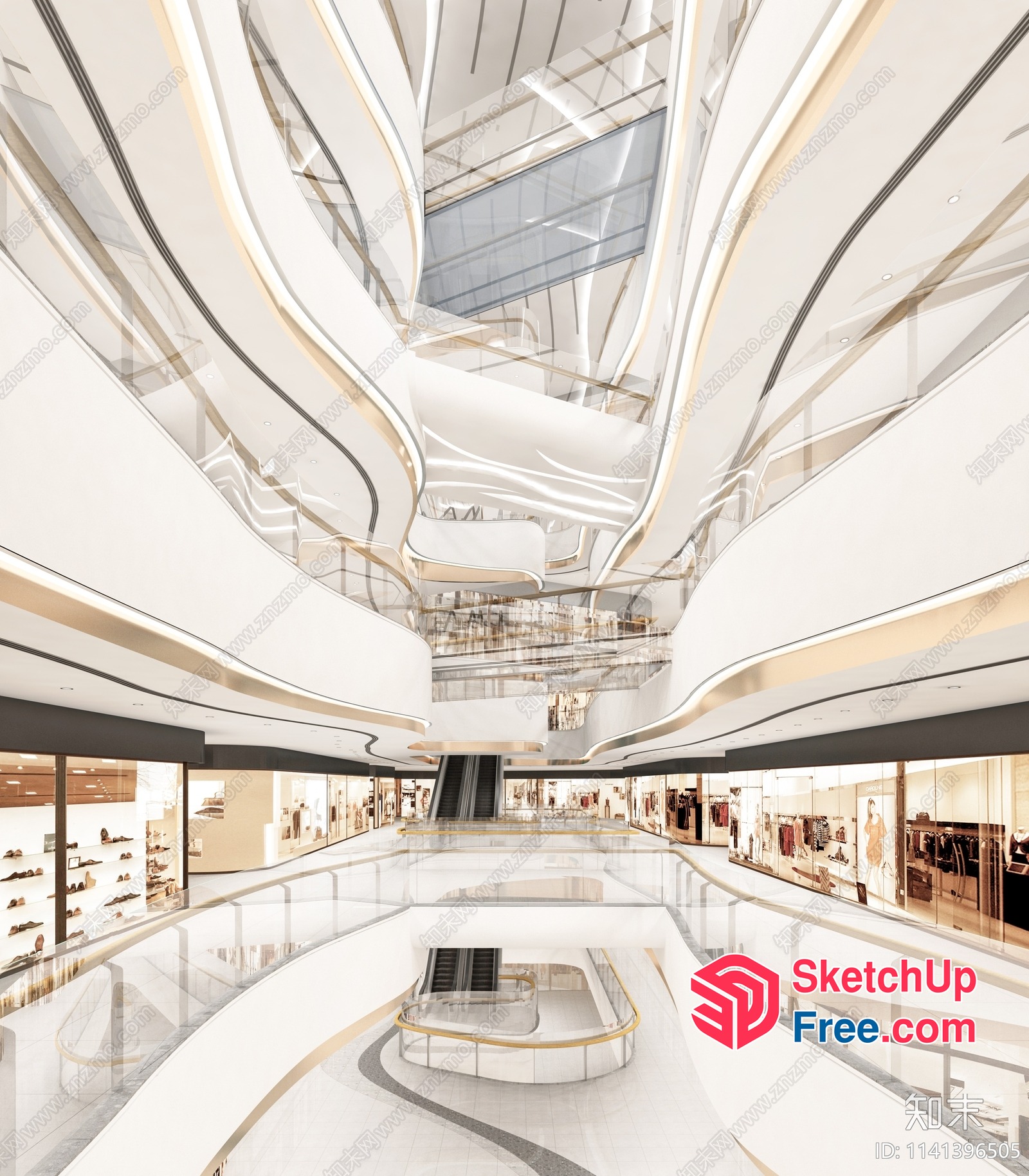 Sleek And Modern Commercial Street Interior 3D SketchUp File