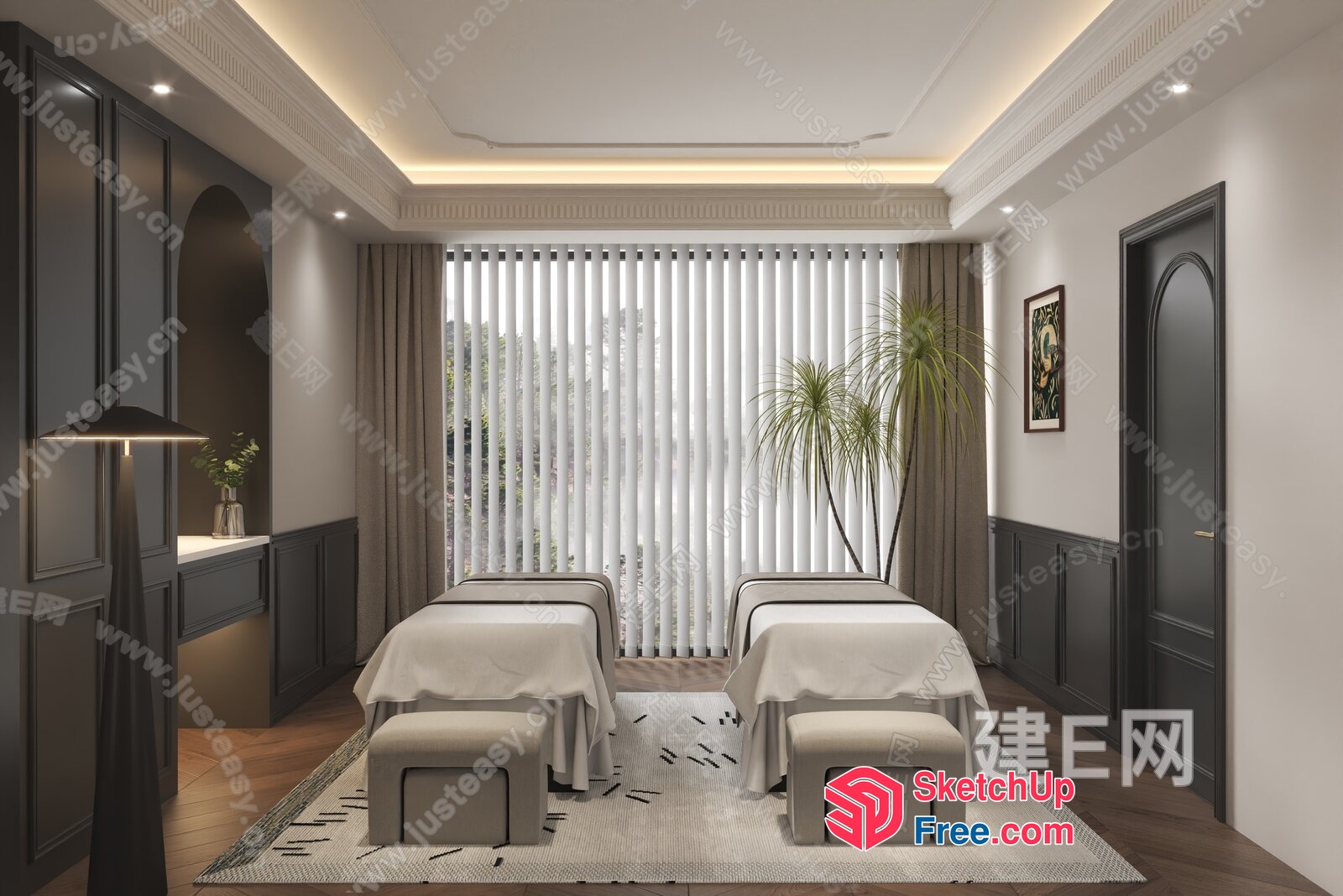 A Room For Two With Plush Seating And A Cozy Rug 3D SketchUp File