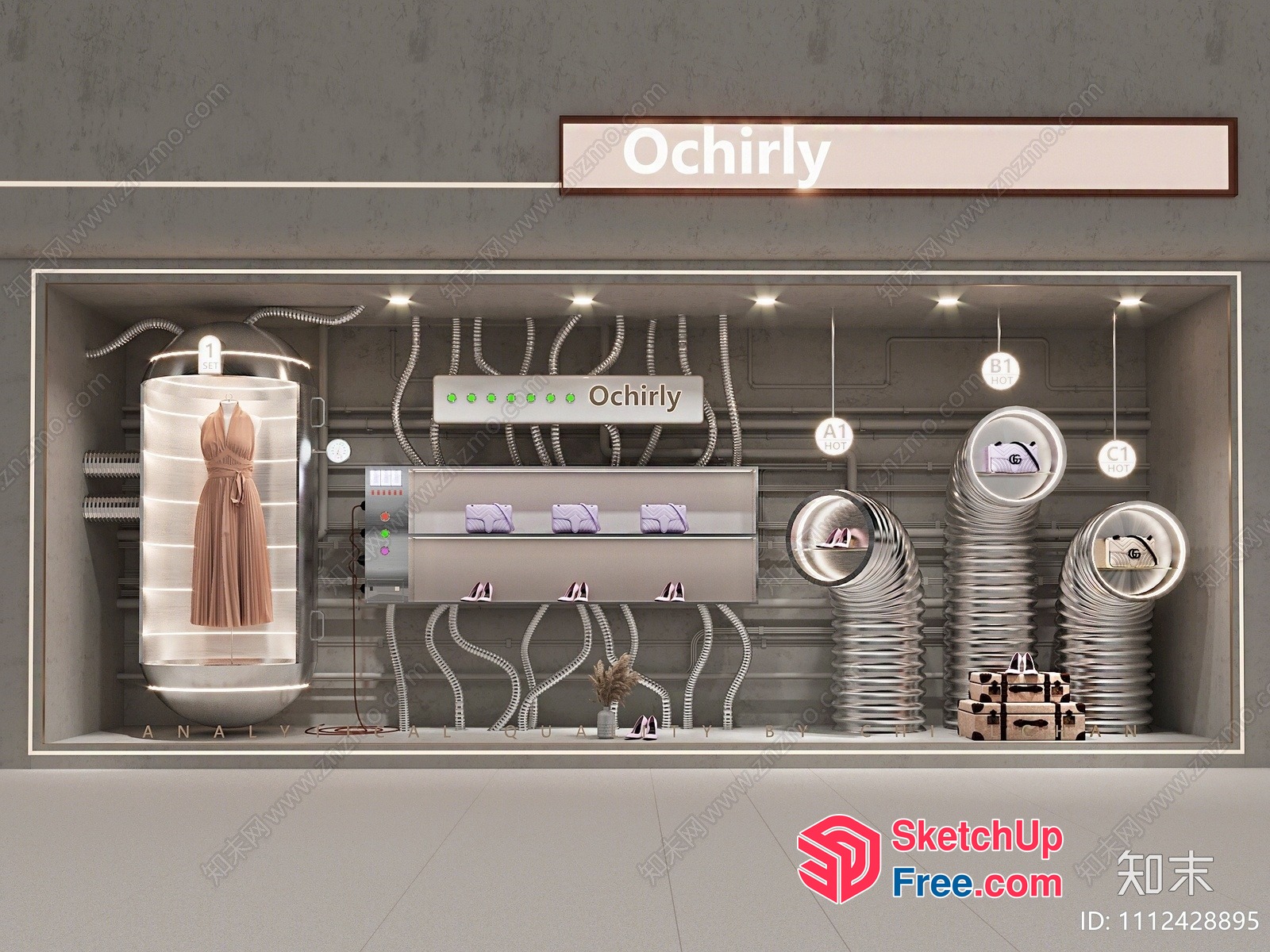 Modern Industrial Style Storefront 3D SketchUp File