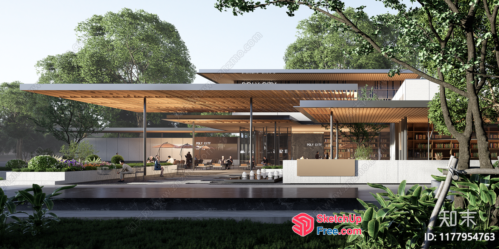 Modern Exterior Villa With Large Overhanging Roof 3D SketchUp File