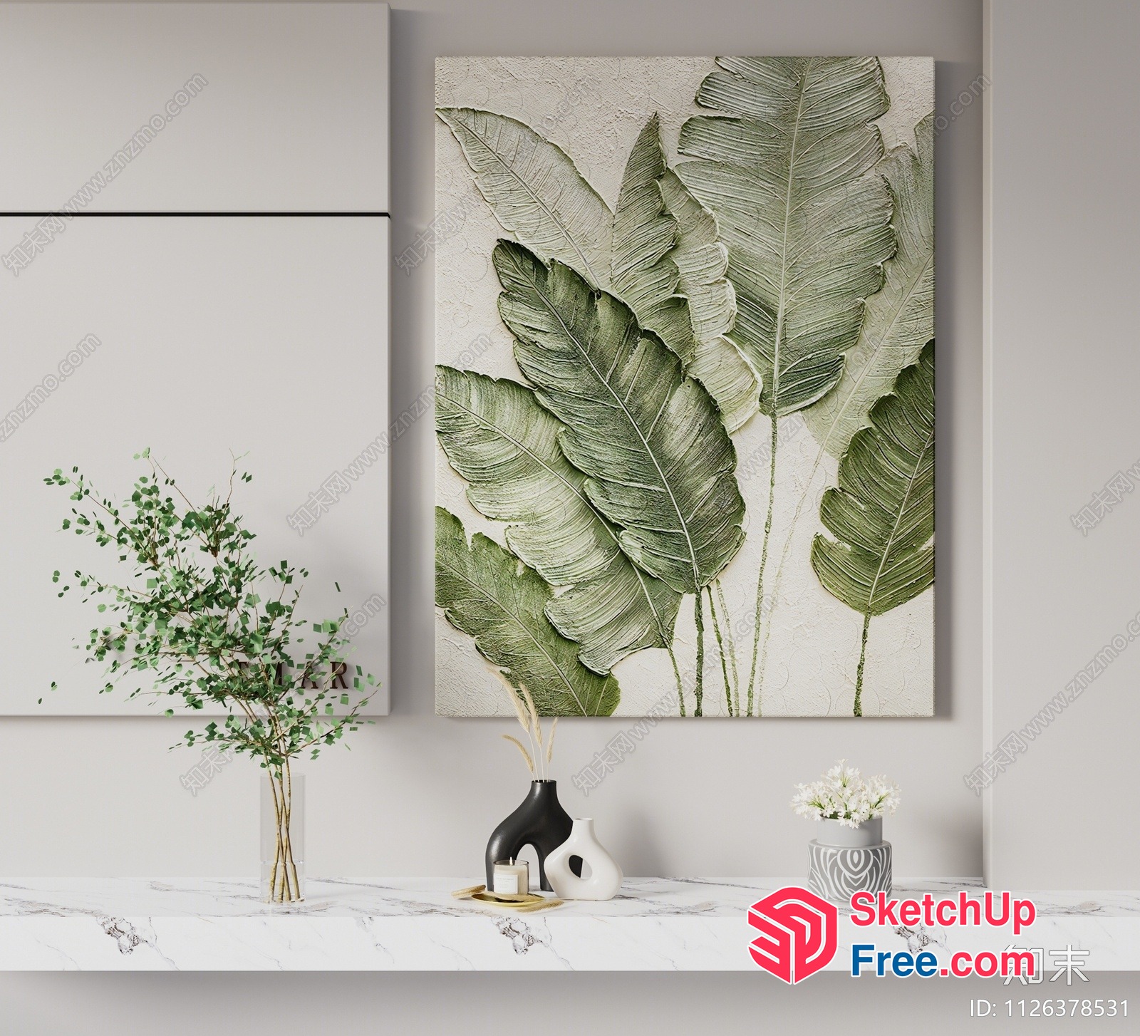 Minimalist Tropical Greenery Decor 3D SketchUp File