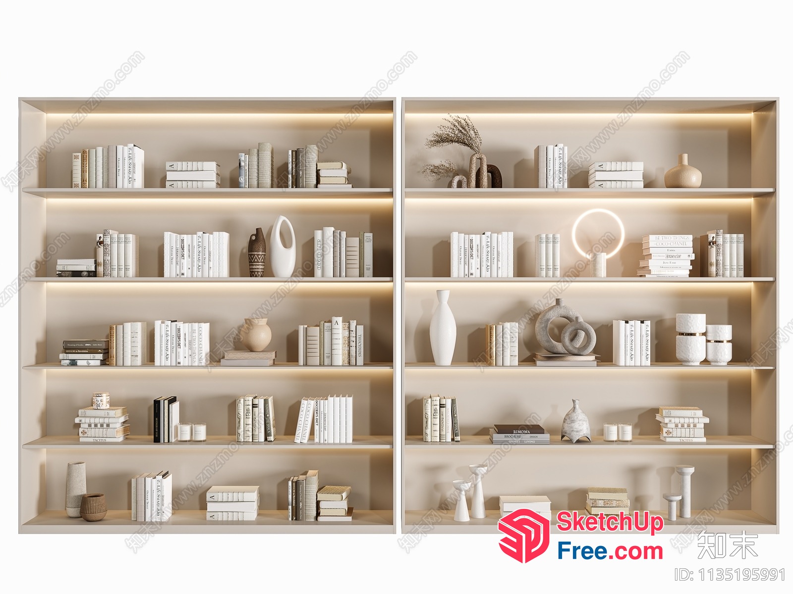 Minimalist Shelf Decor With Books And Vases 3D SketchUp File