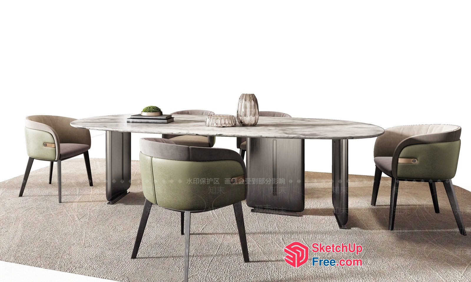 Elegant Dining Room Set With Modern Chairs 3D SketchUp File