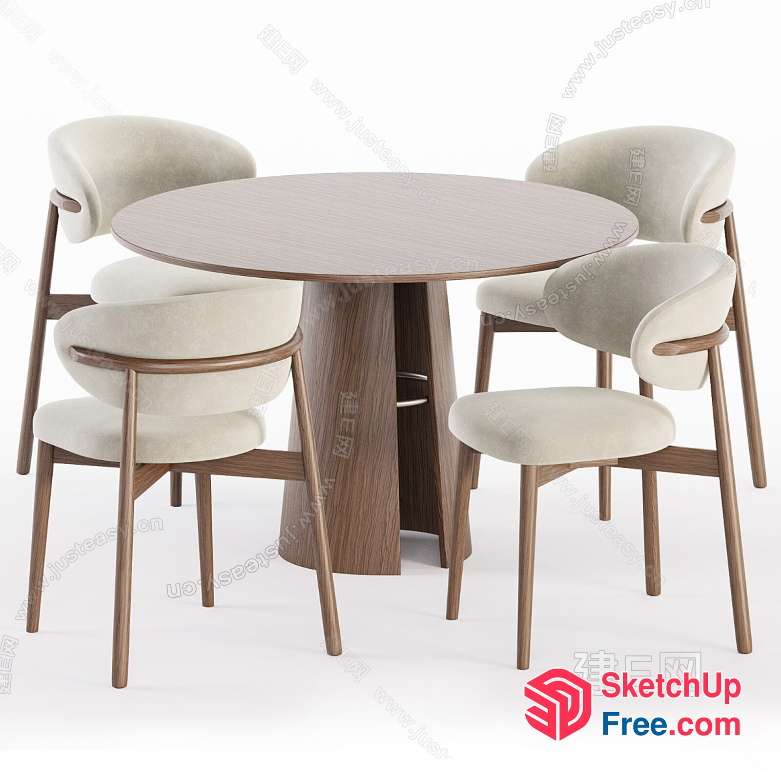Modern Round Dining Table And Chairs 3D SketchUp File