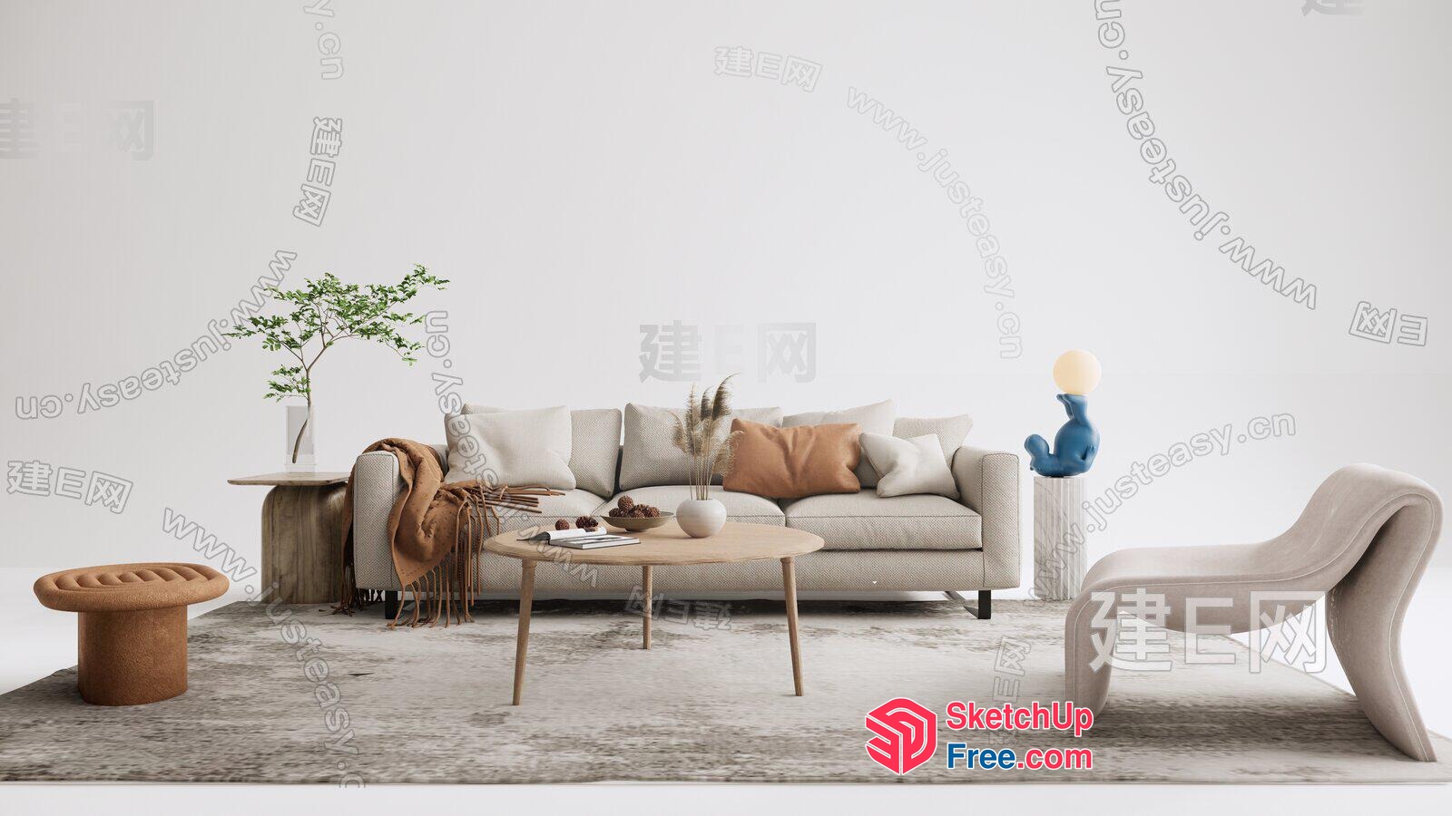 Modern Minimalist Living Room Interior 3D SketchUp File