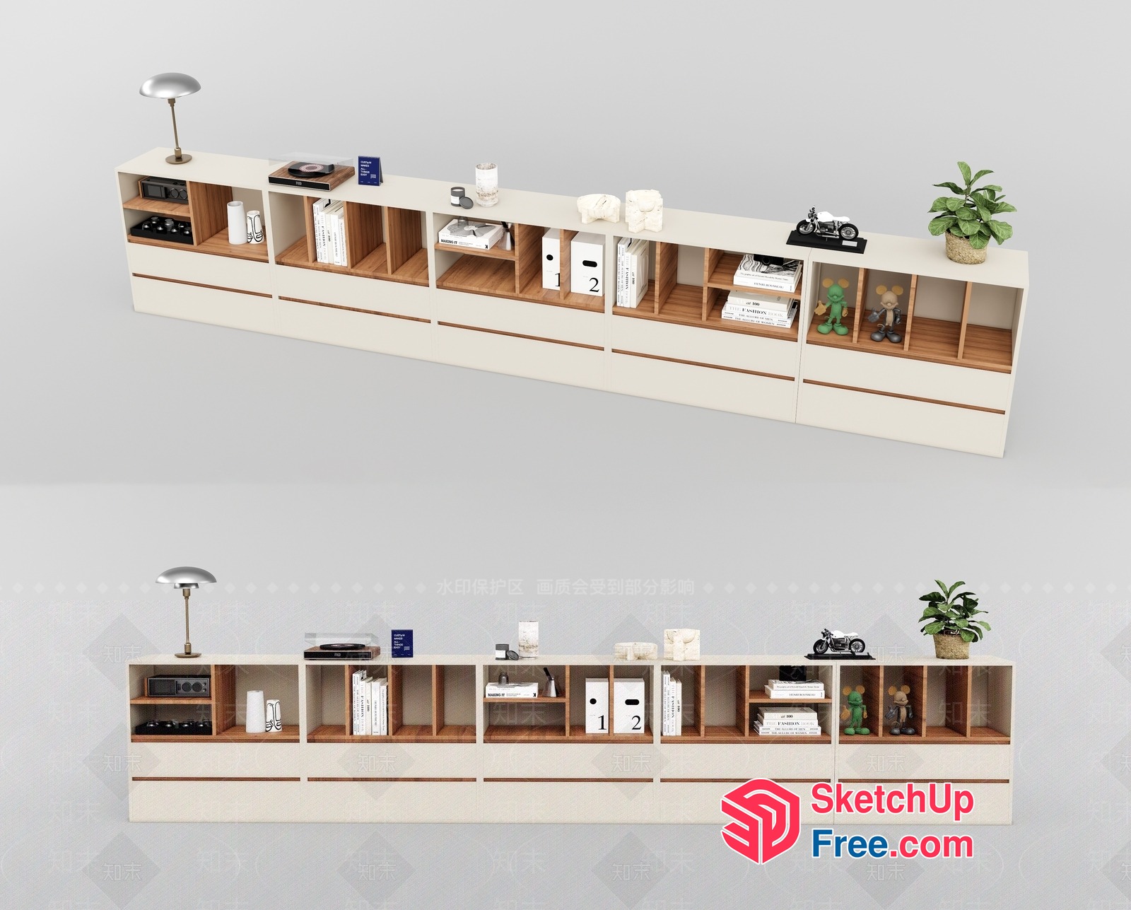 Modern Minimalist Storage Unit With Natural Wood Accents 3D SketchUp File