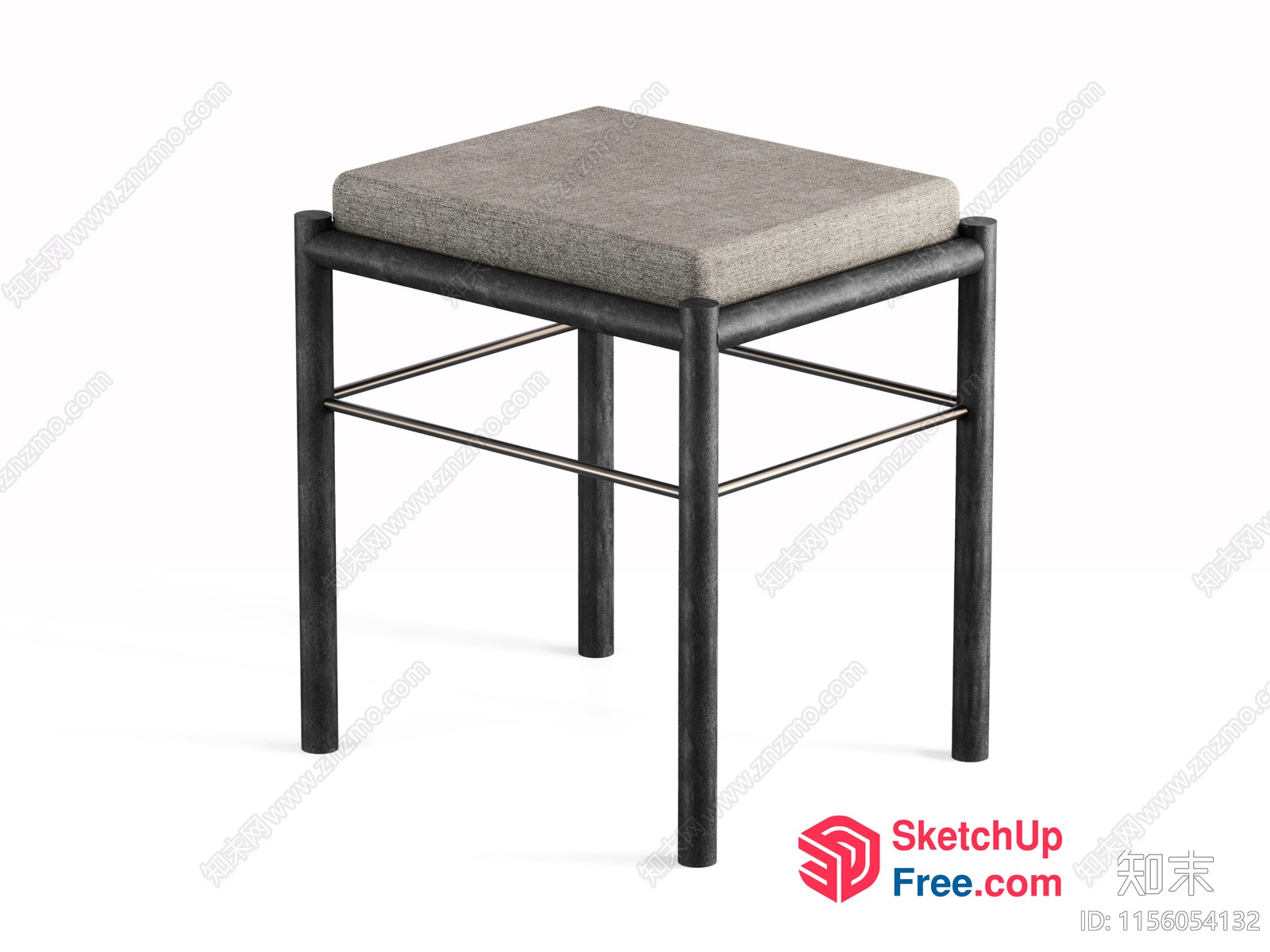 Minimalist Style Stool With Cushioned Seat 3D SketchUp File