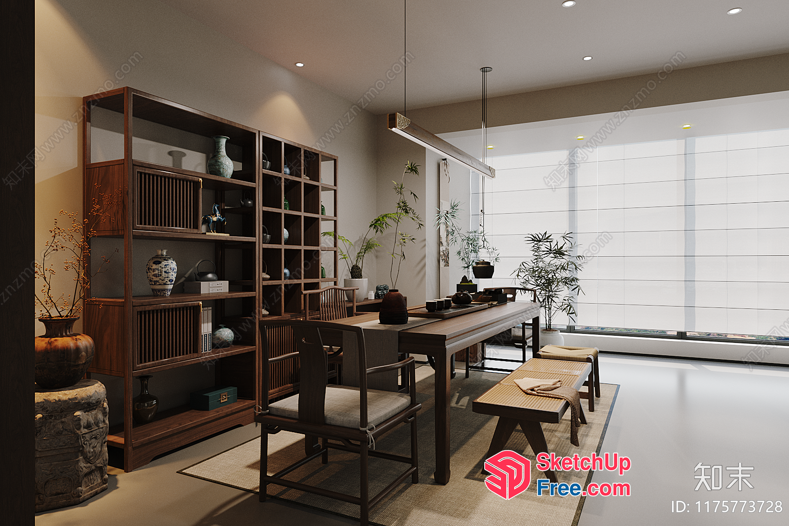 Asian-Inspired Modern Dining Room 3D SketchUp File
