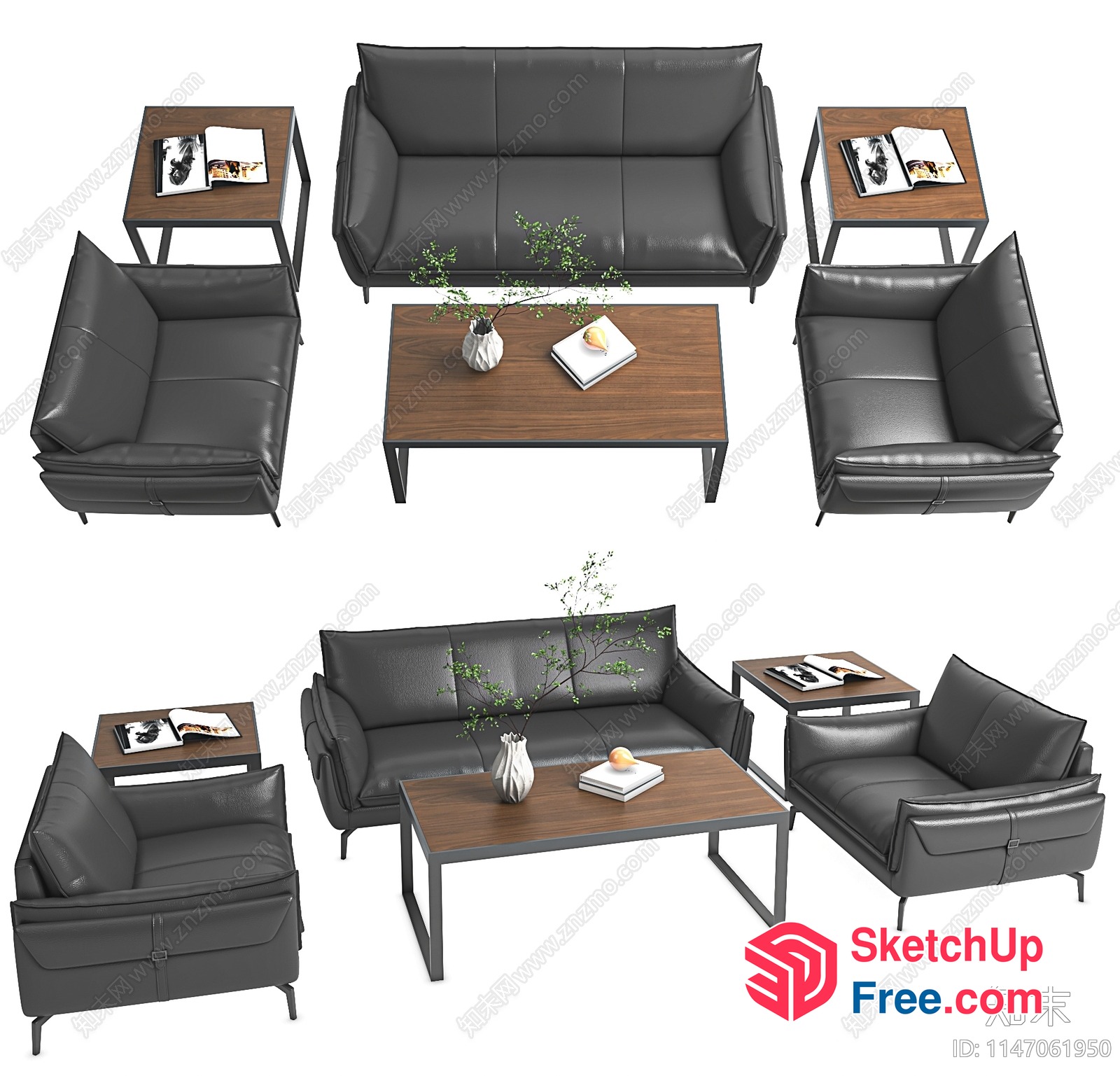 Modern Minimalist Living Room Furniture Set 3D SketchUp File