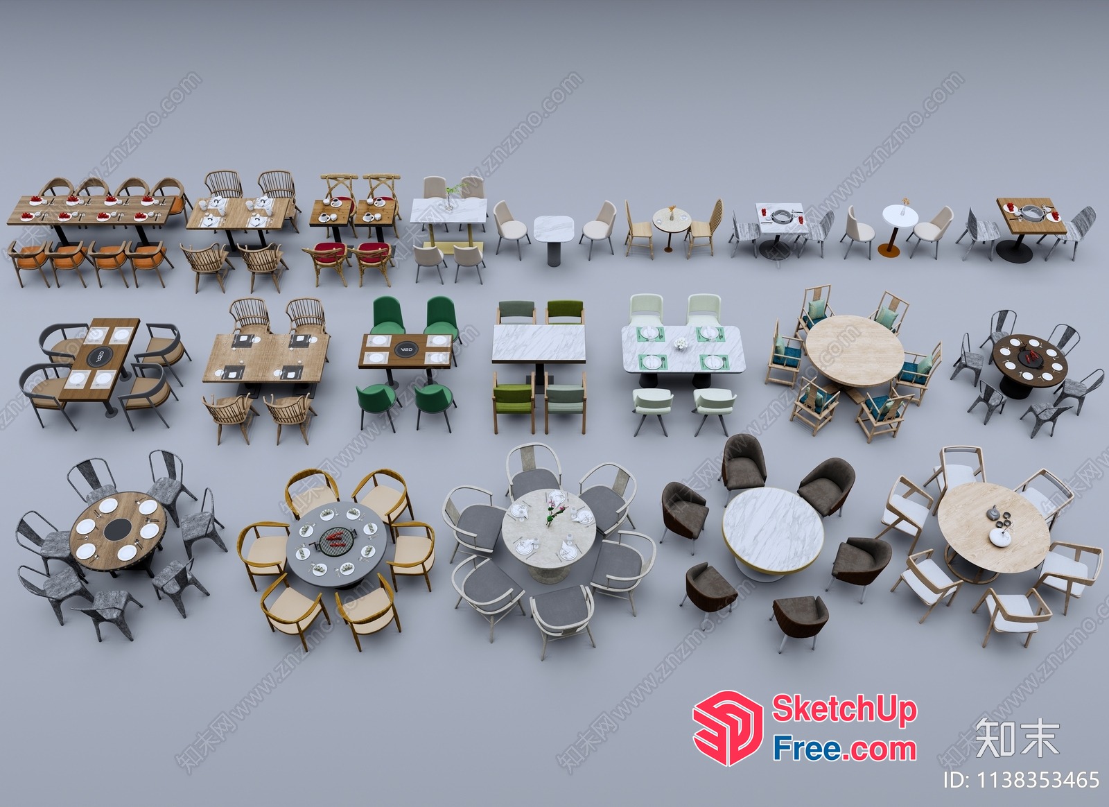 Various Dining Table Sets And Chairs 3D SketchUp File