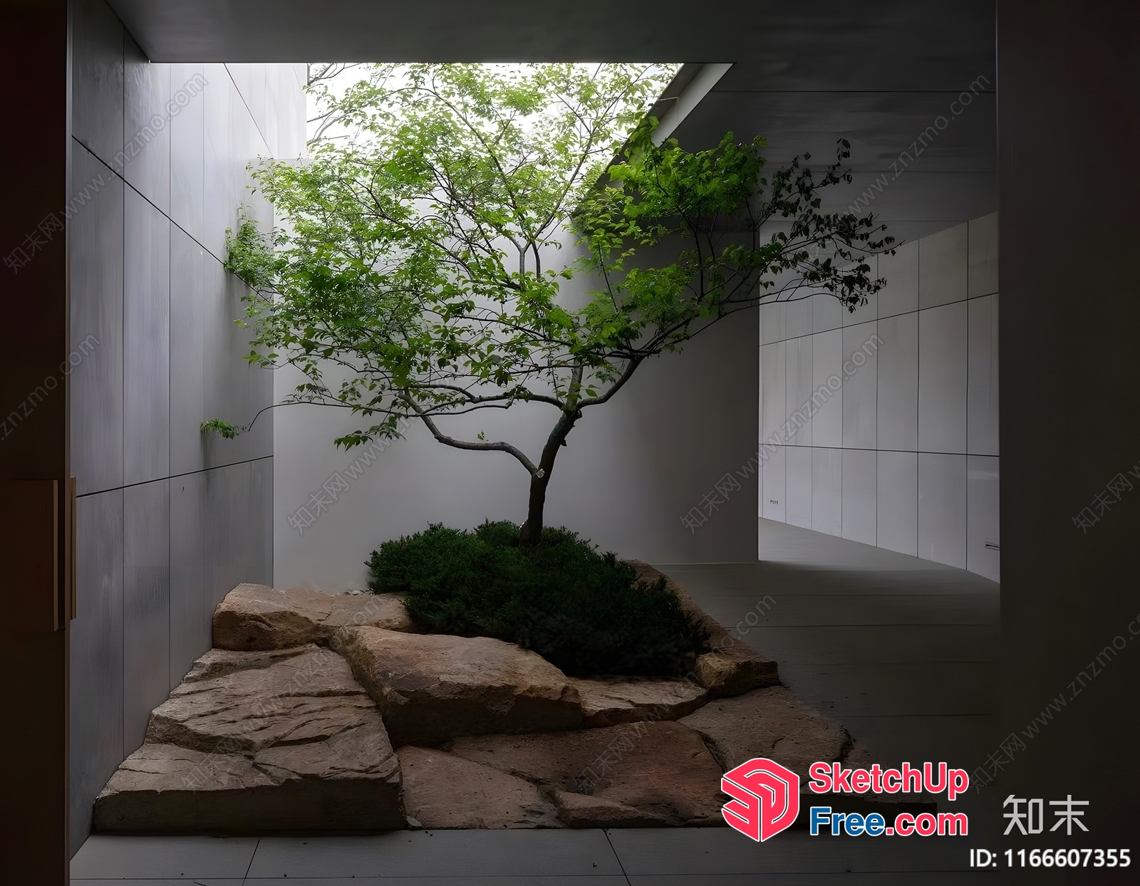 A Minimalist Japanese-Style Courtyard 3D SketchUp File