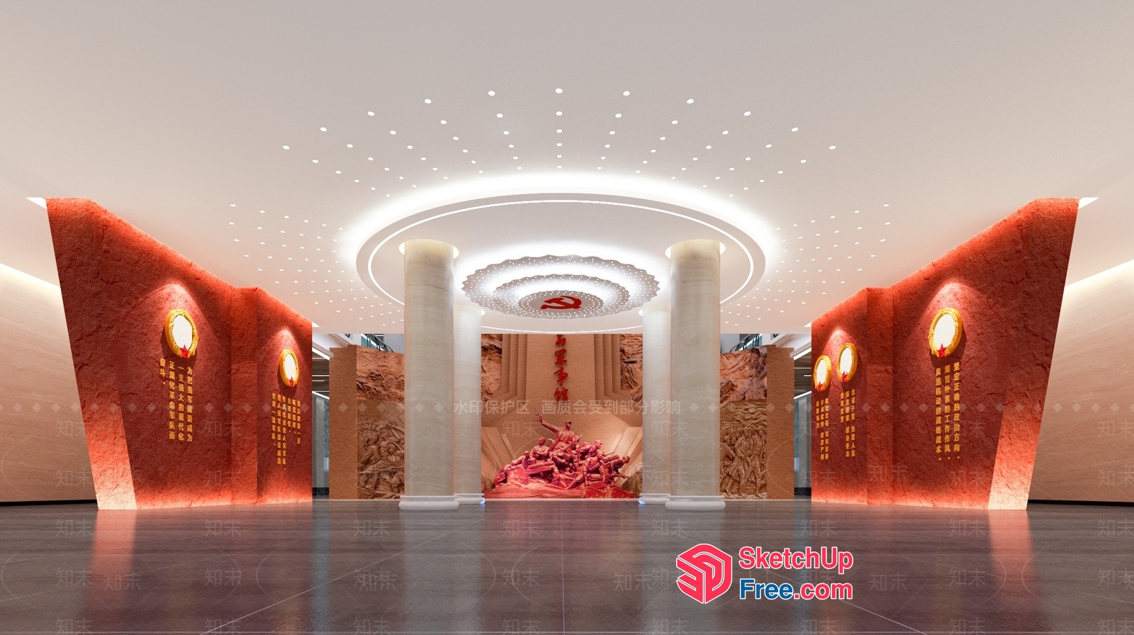 Elegant Pillared Entrance With Intricate Ceiling Detail 3D SketchUp File