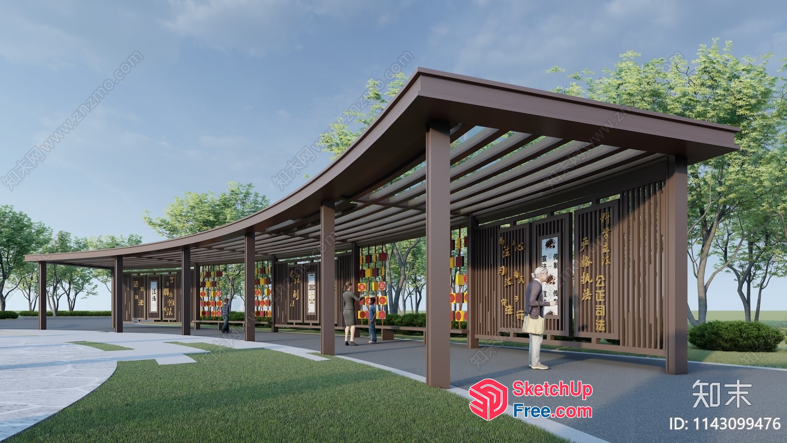 Outdoor Pavilion With Asian-Inspired Decor 3D SketchUp File