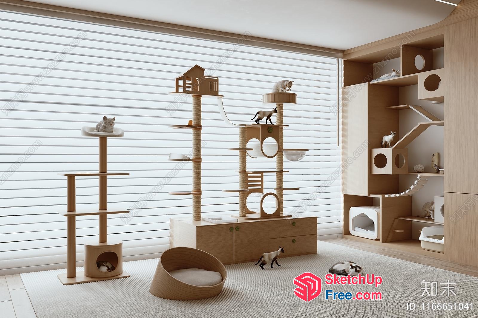 Modern Minimalist Cat-Friendly Living Space 3D SketchUp File