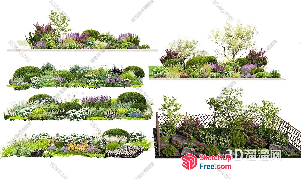 Serene Garden Oasis With Vibrant Flowers And Lush Greenery 3D SketchUp File