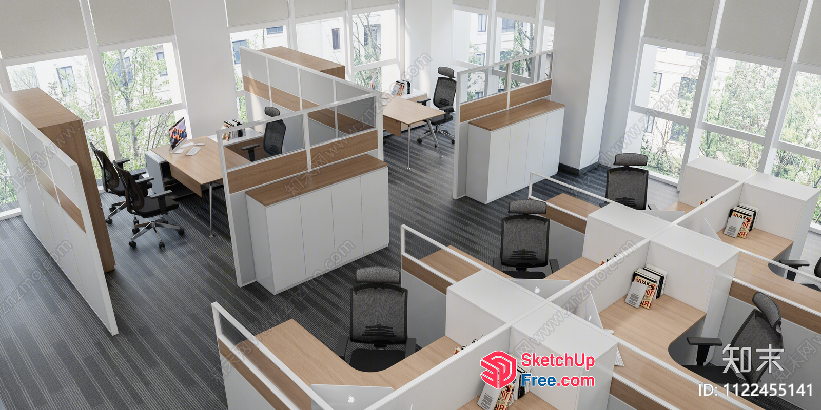 Modern Office Space With Large Windows And Minimalist Decor 3D SketchUp File