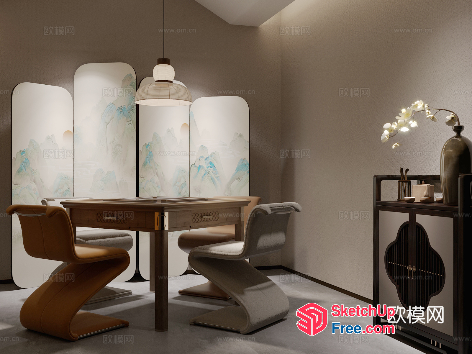 Elegant And Modern Japanese-Style Dining Room 3D SketchUp File