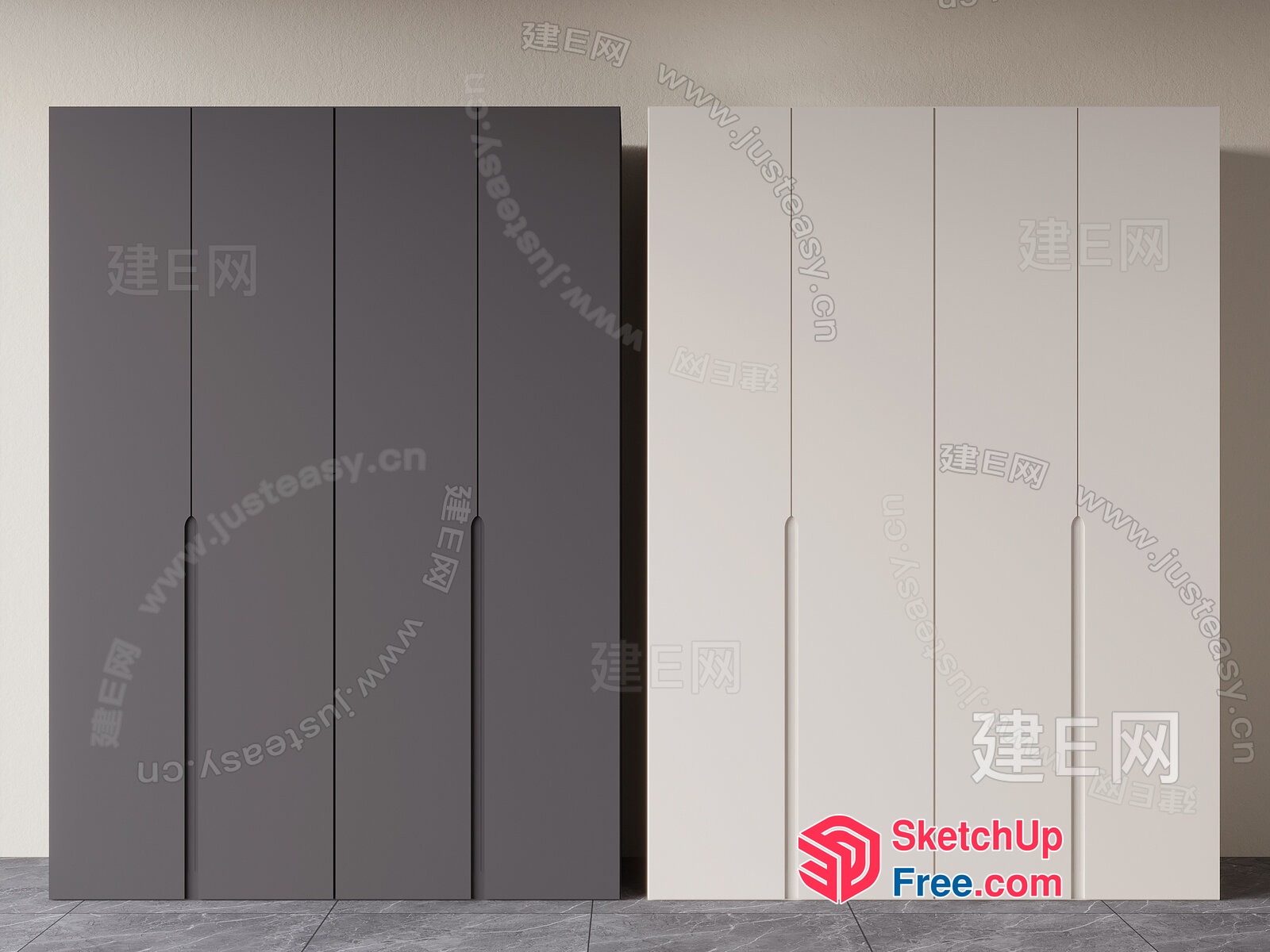 Modern Wardrobe Doors In Neutral Tones 3D SketchUp File