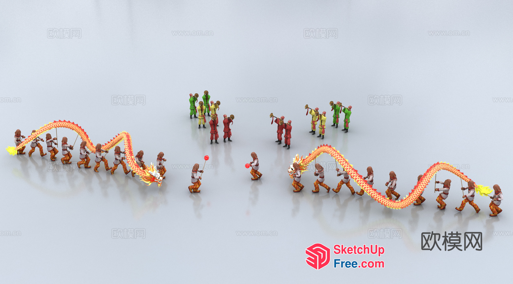 Dragon Dance Performance 3D SketchUp File