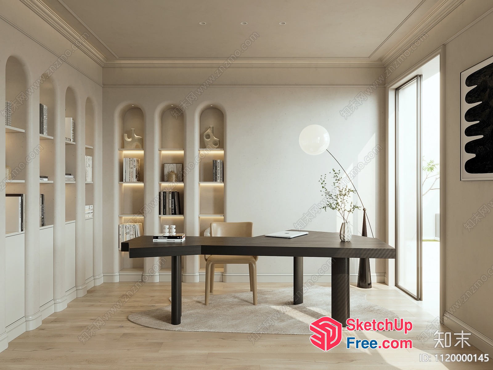 Modern Minimalist Office Interior With Natural Light 3D SketchUp File