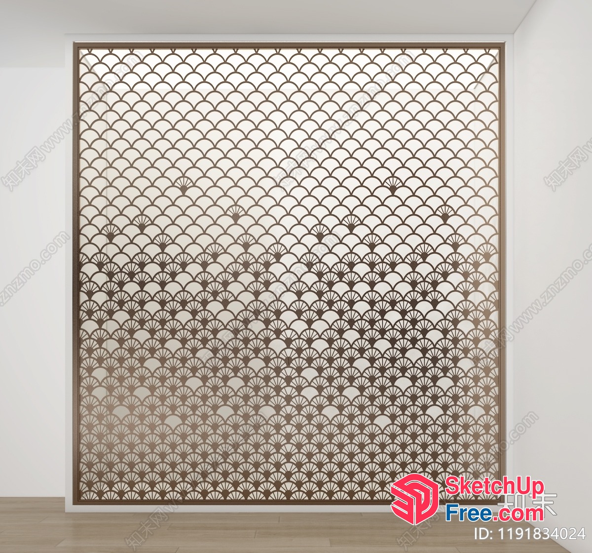 Elegant Partition Screen With Fan-Shaped Pattern 3D SketchUp File