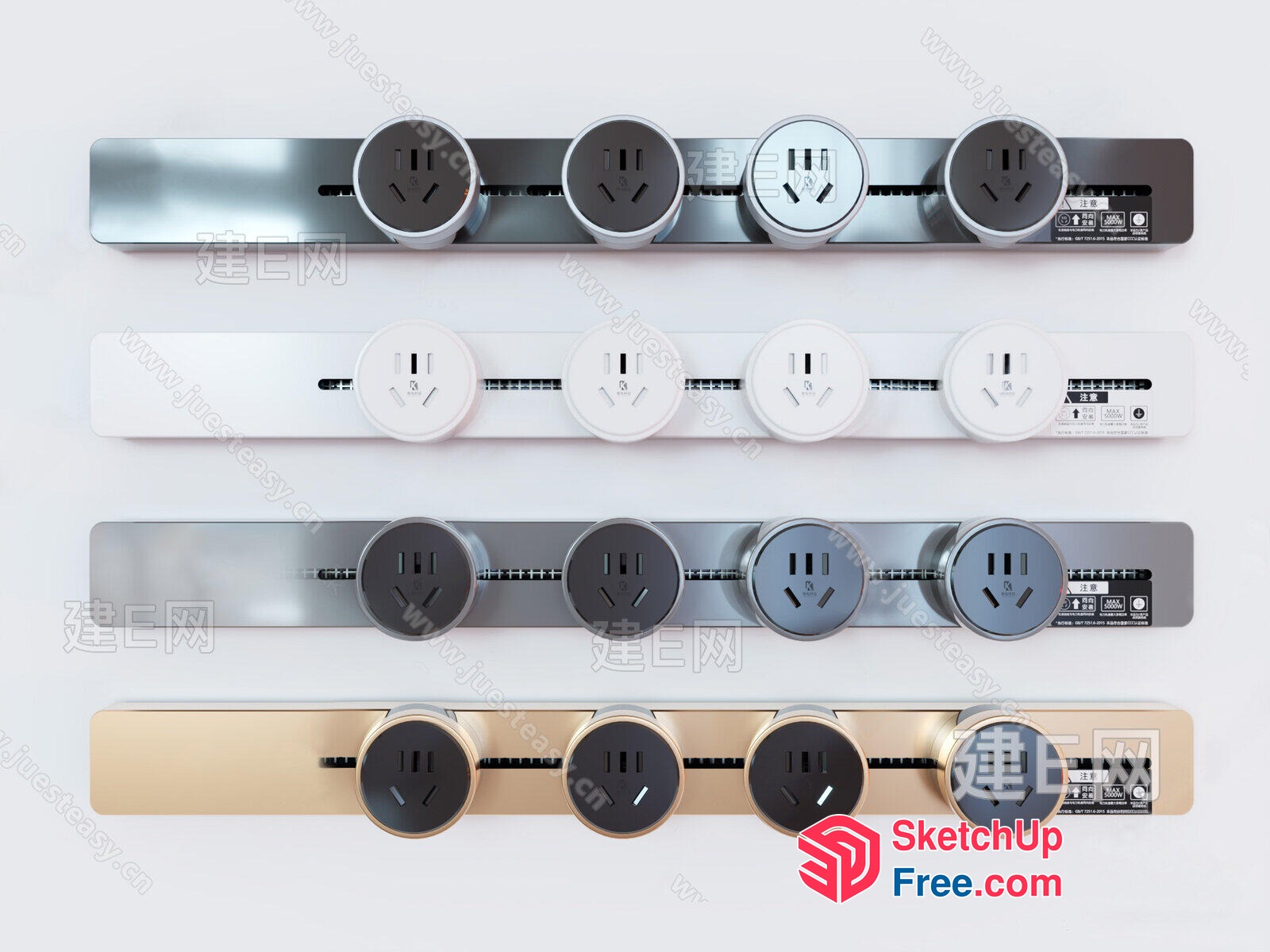 Wall-Mounted Electrical Outlets With Usb Charging Ports 3D SketchUp File