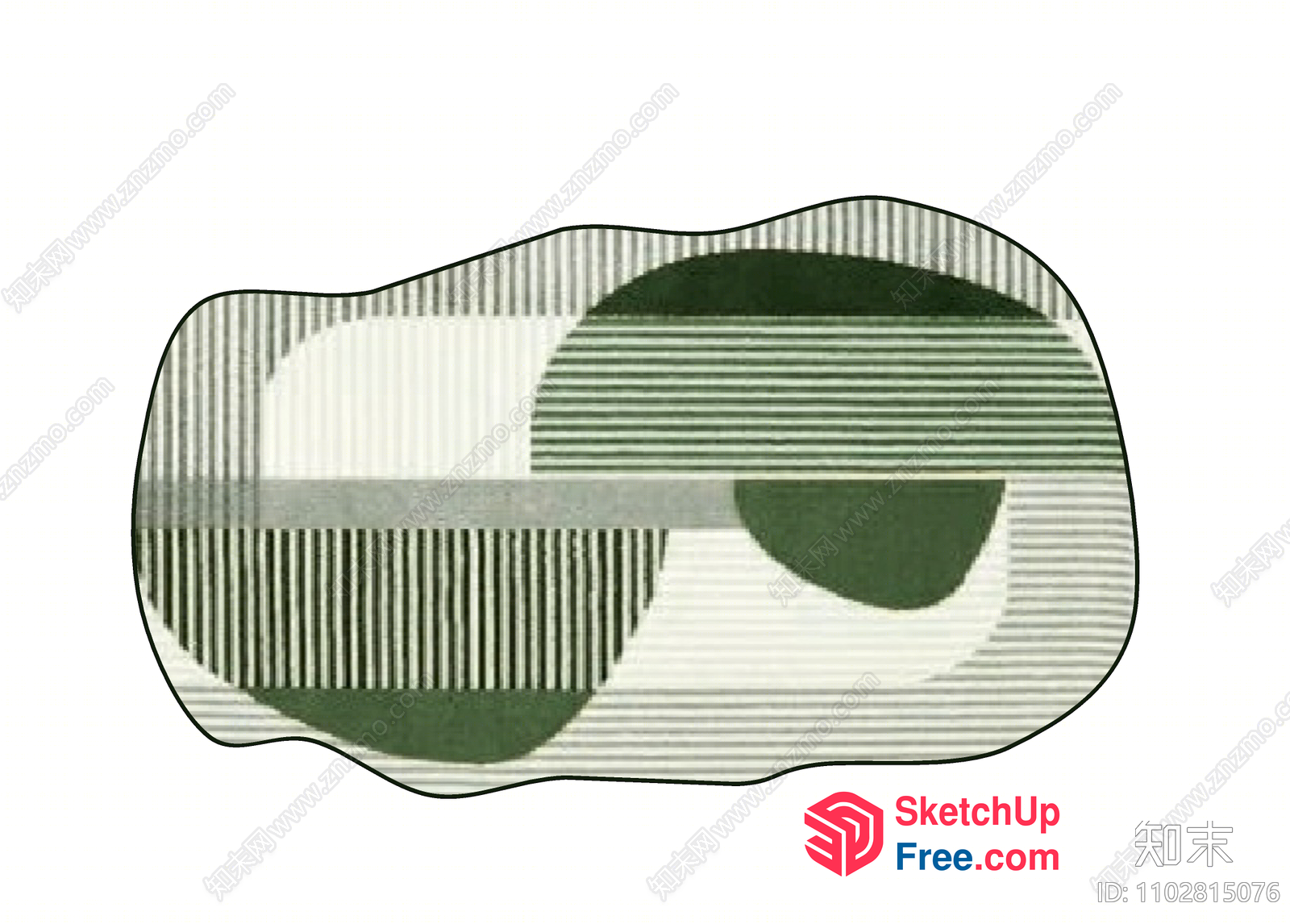 Minimalist Green Striped Abstract Design 3D SketchUp File
