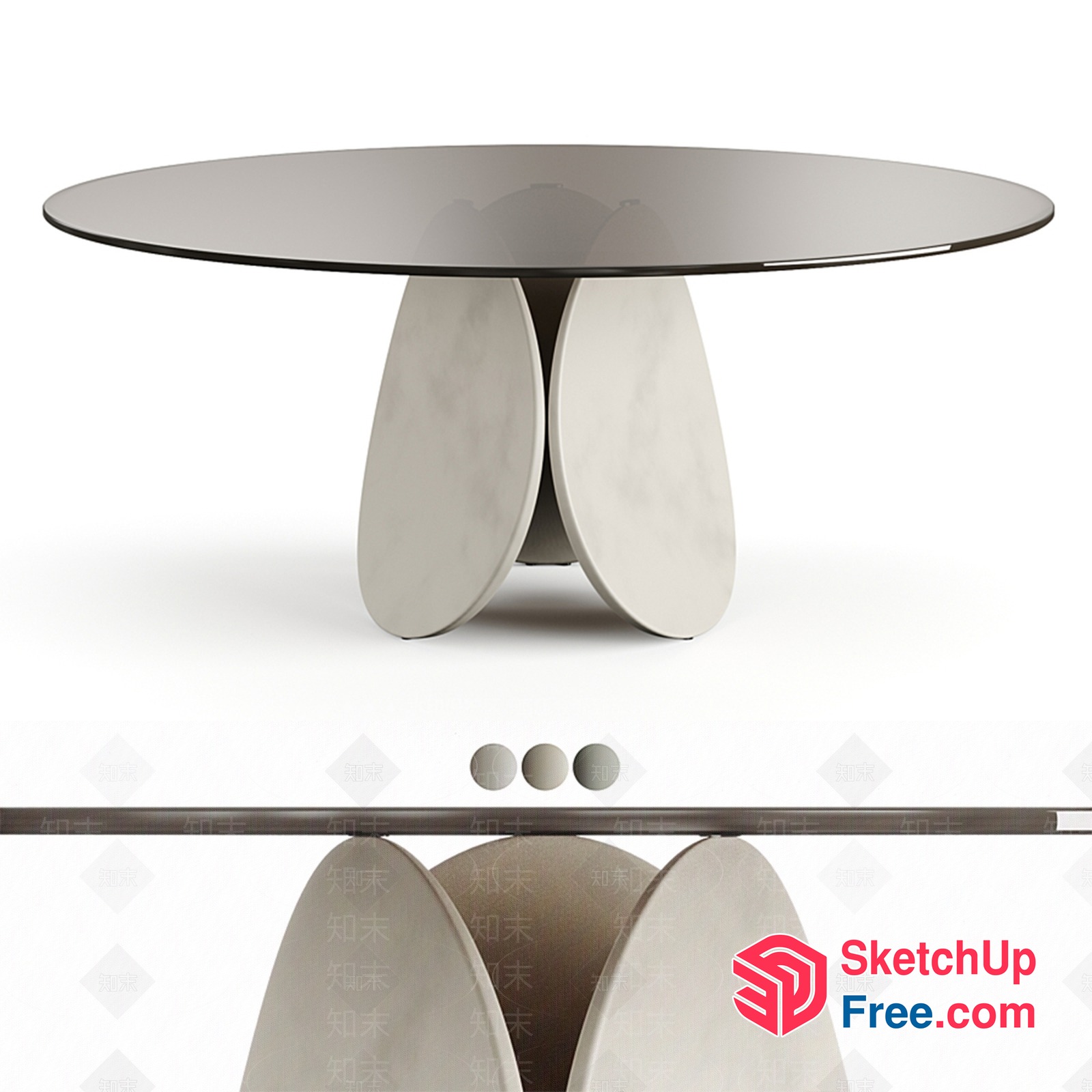 Elegant Glass Top Table With Unique Base Design 3D SketchUp File