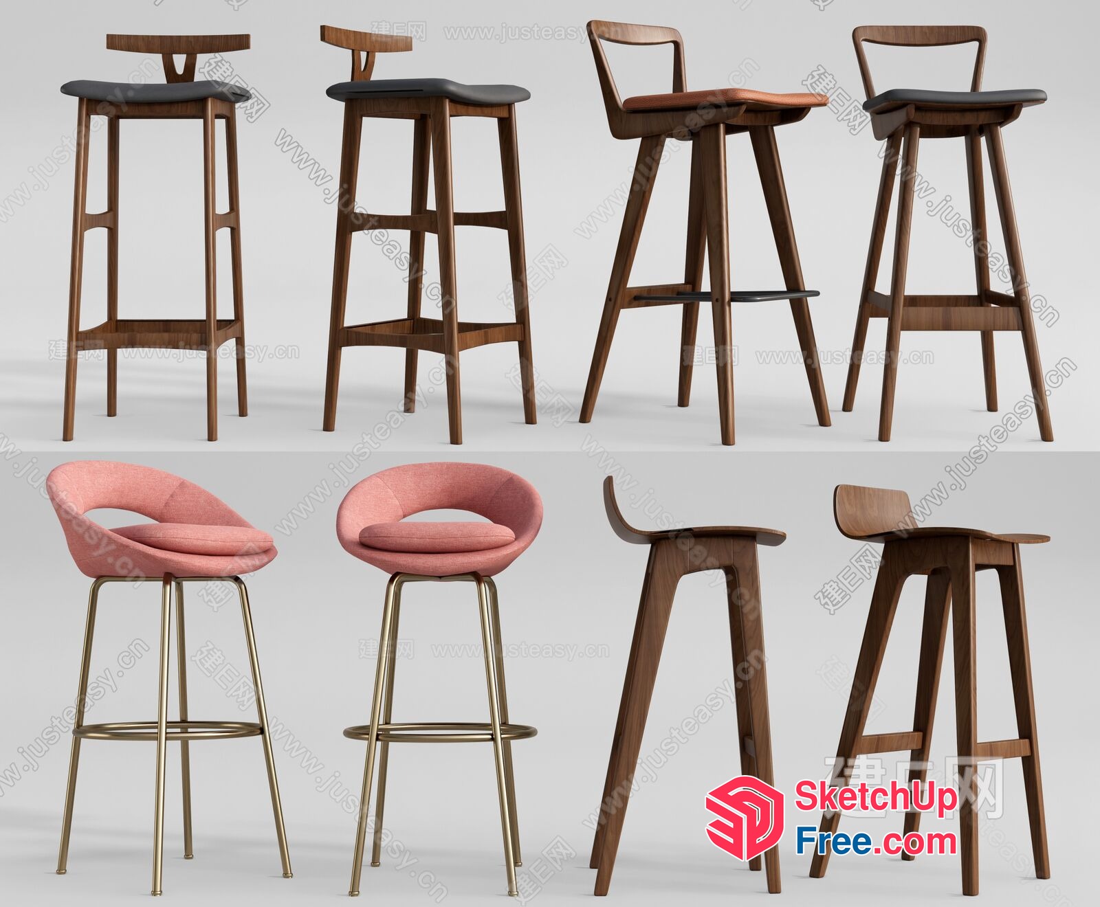 Modern High-End Bar Stools Collection 3D SketchUp File