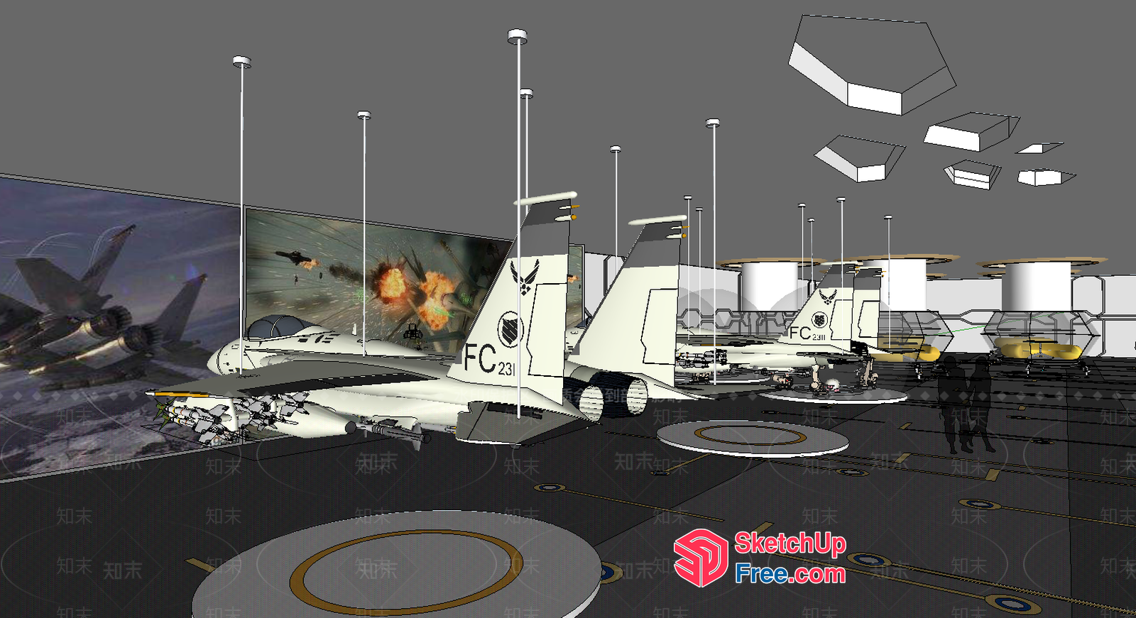 Fighter Jet Decor And Display Area 3D SketchUp File