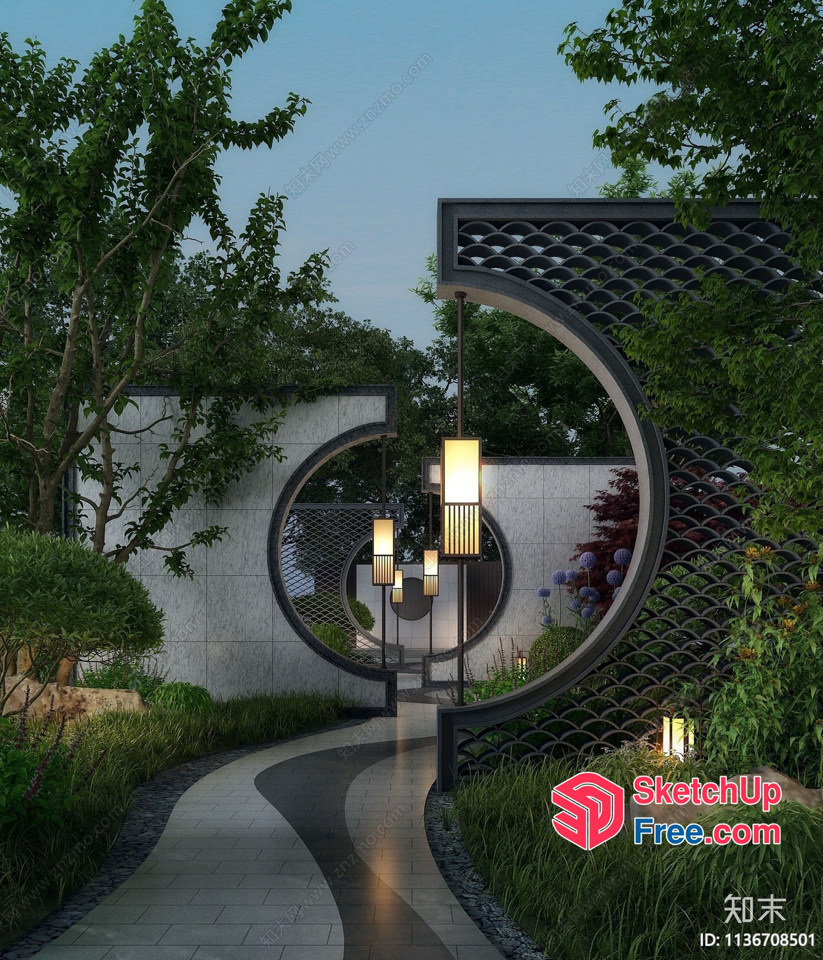 Elegant Japanese-Inspired Garden Entrance 3D SketchUp File
