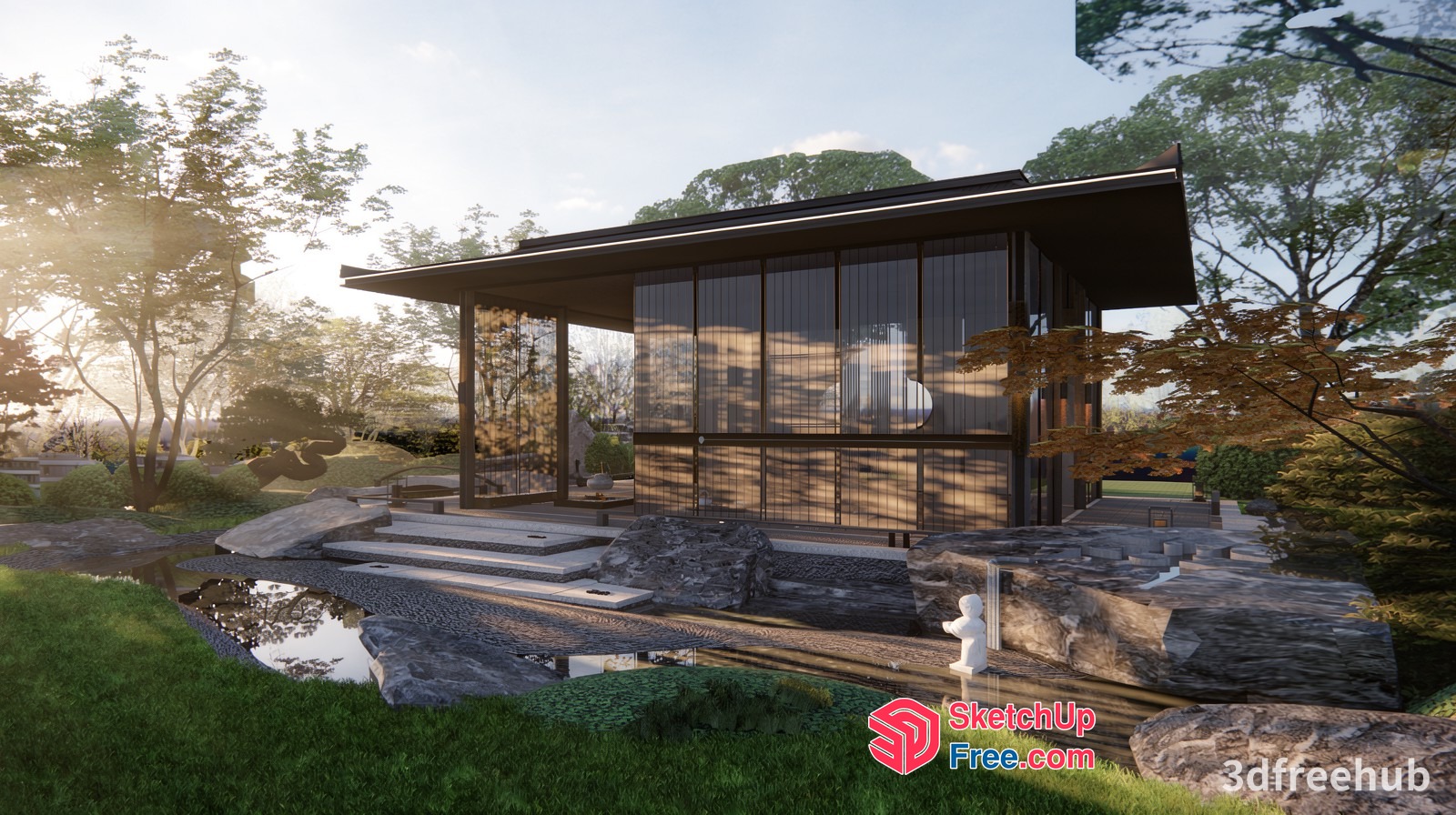 Japanese-Style Villa With Modern Decor And Natural Surroundings 3D SketchUp File
