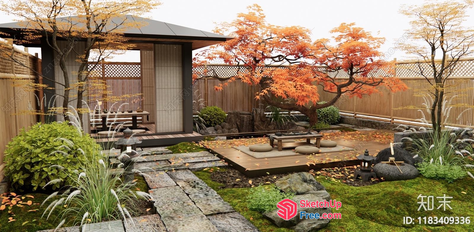 Japanese-Style Pavilion With Traditional Furniture And Decor 3D SketchUp File