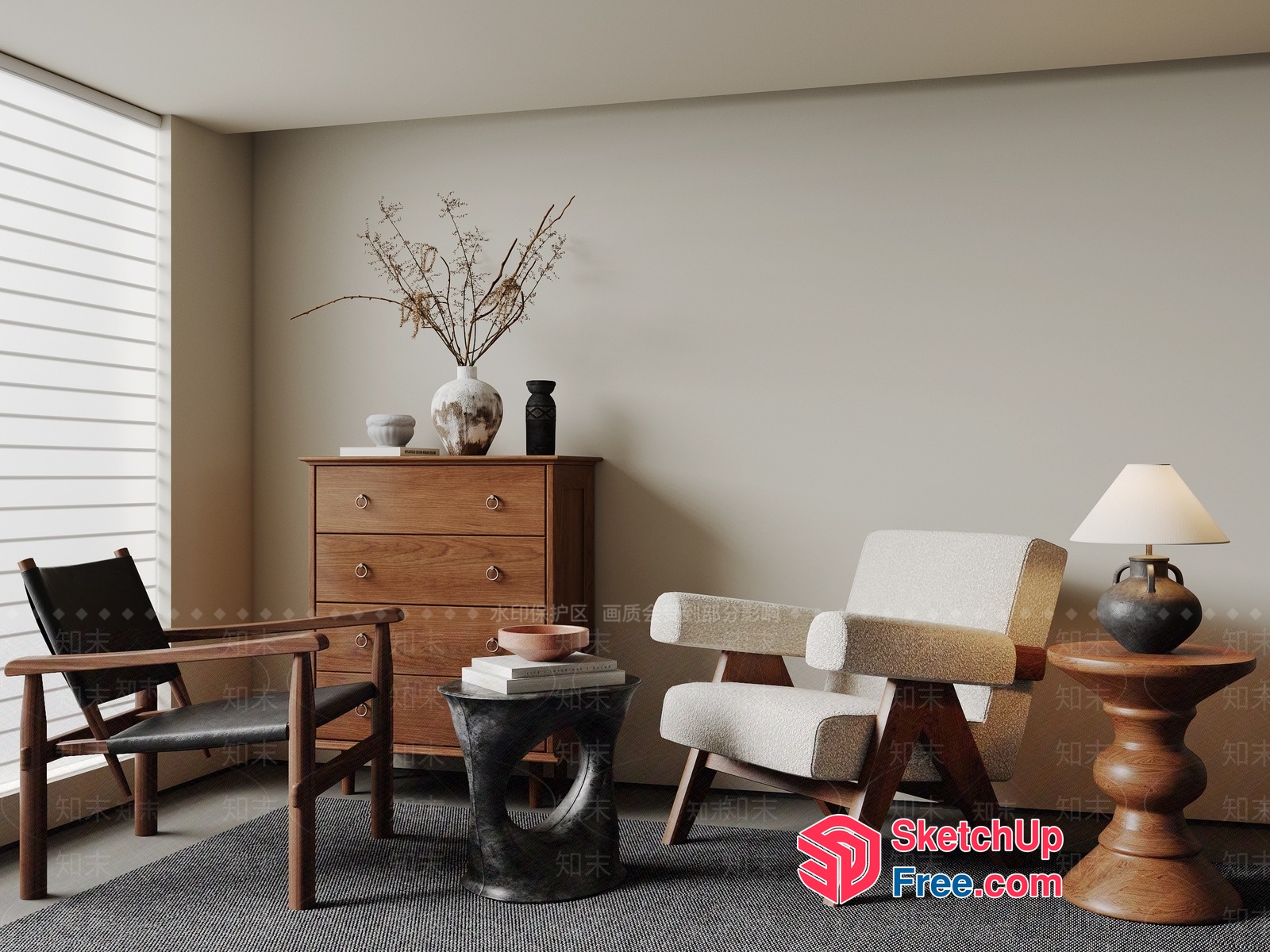 Elegant Modern Minimalist Living Room Decor 3D SketchUp File
