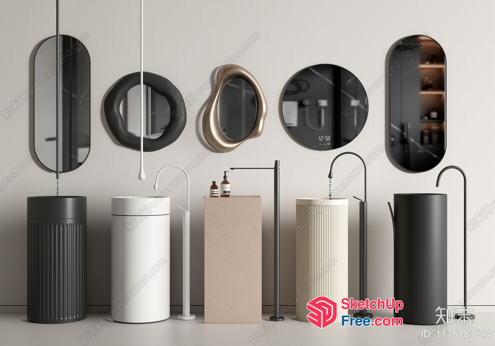 Modern Bathroom Decor With Unique Mirror Designs And Sleek Fixtures 3D SketchUp File