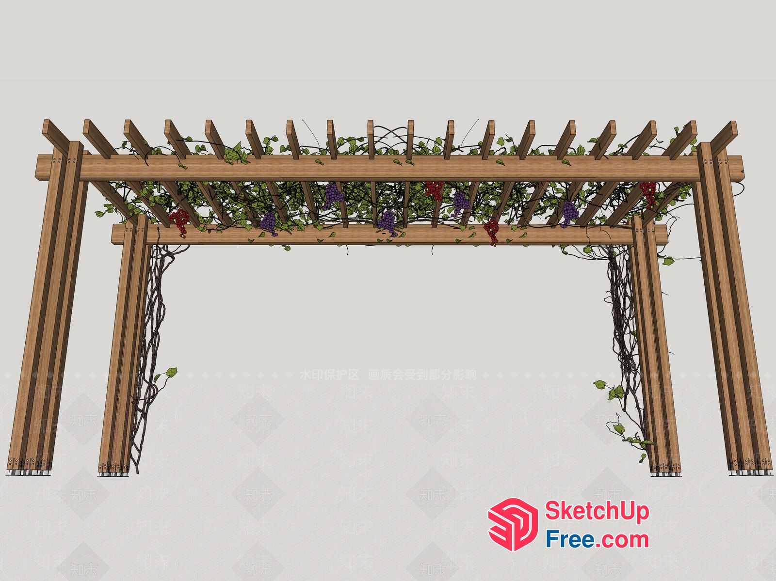 Elegant Pergola With Lush Greenery And Vibrant Fruits 3D SketchUp File