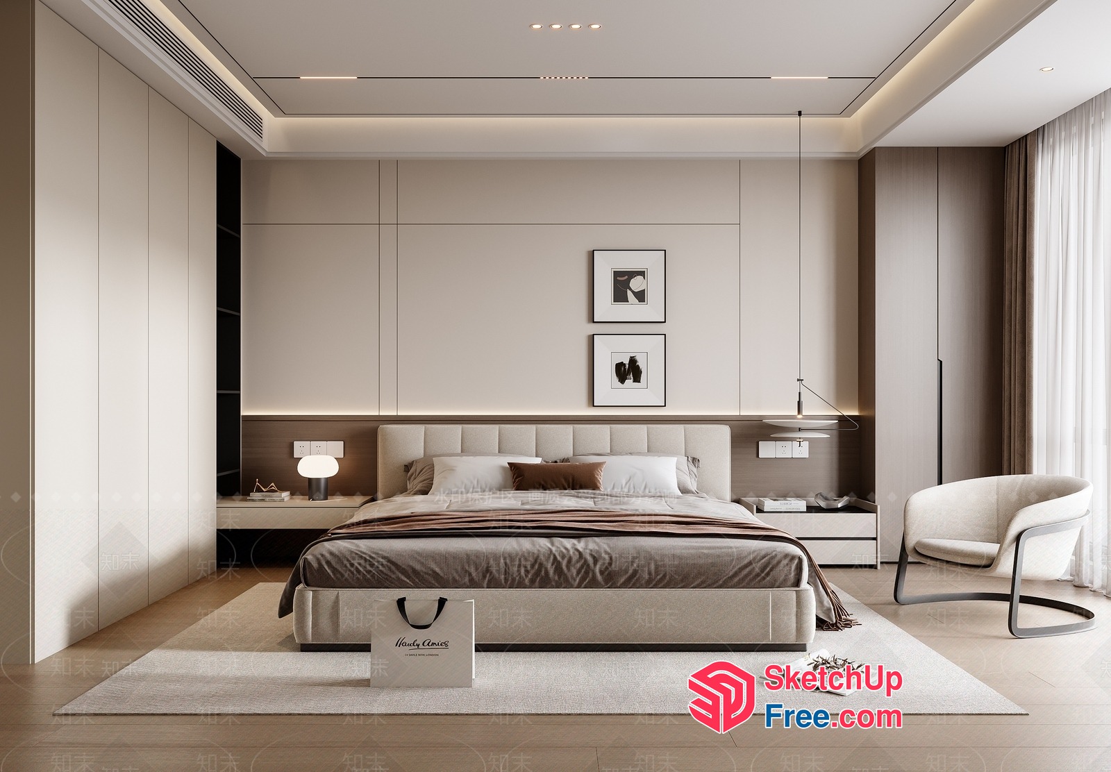 Modern Minimalist Bedroom Interior Design 3D SketchUp File