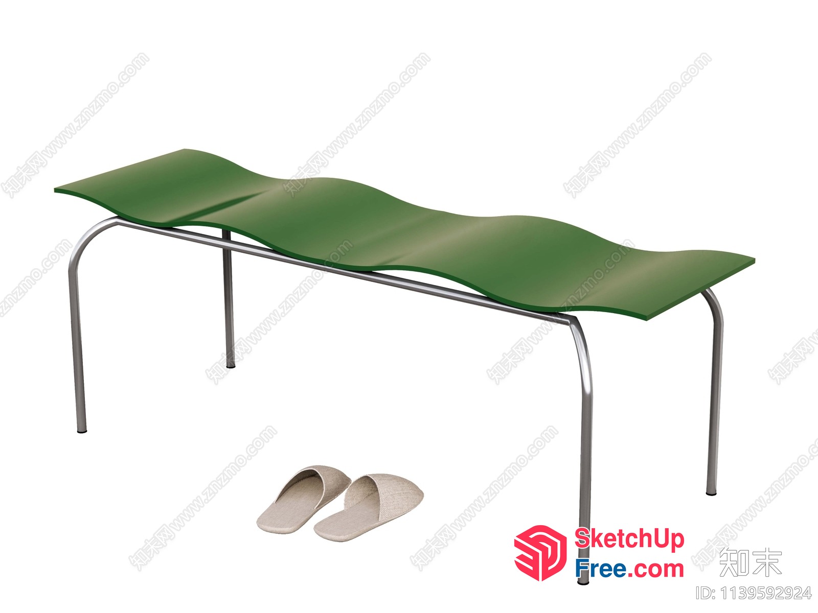 Modern Green Bench With Slippers 3D SketchUp File