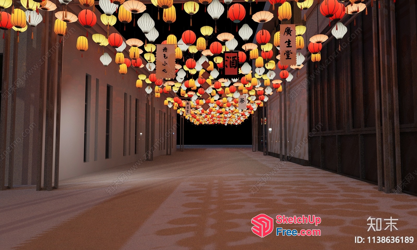 Colorful Lanterns Hanging From Ceiling 3D SketchUp File