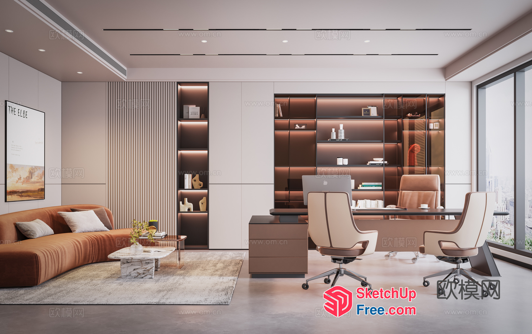 Modern Office Interior With Sleek Furniture And Natural Light 3D SketchUp File