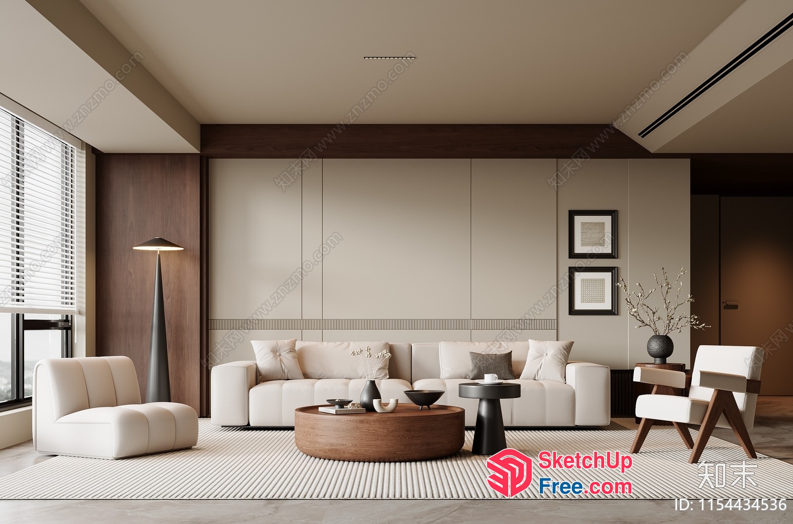 Minimalist Scandinavian Living Room Design With Neutral Colors 3D SketchUp File