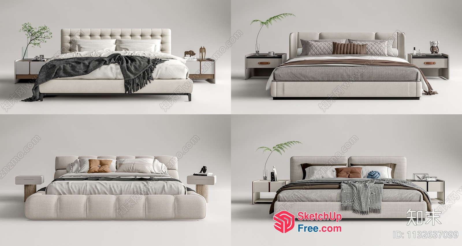 Modern Minimalist Bedroom Furniture Collection 3D SketchUp File
