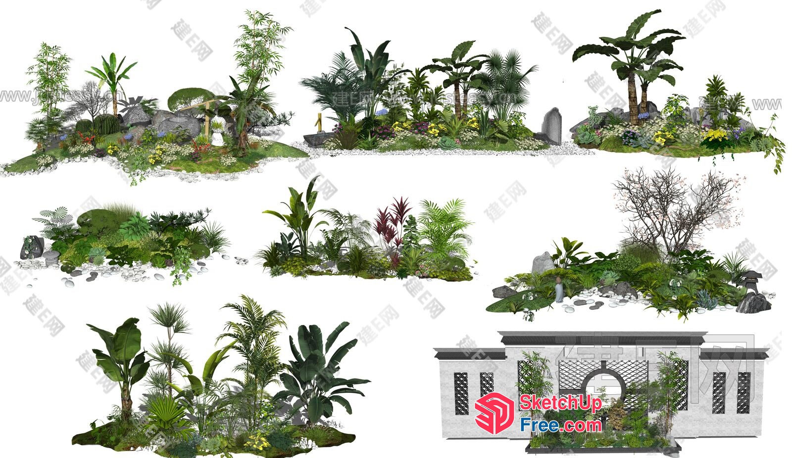 Exotic Tropical Garden Scene 3D SketchUp File