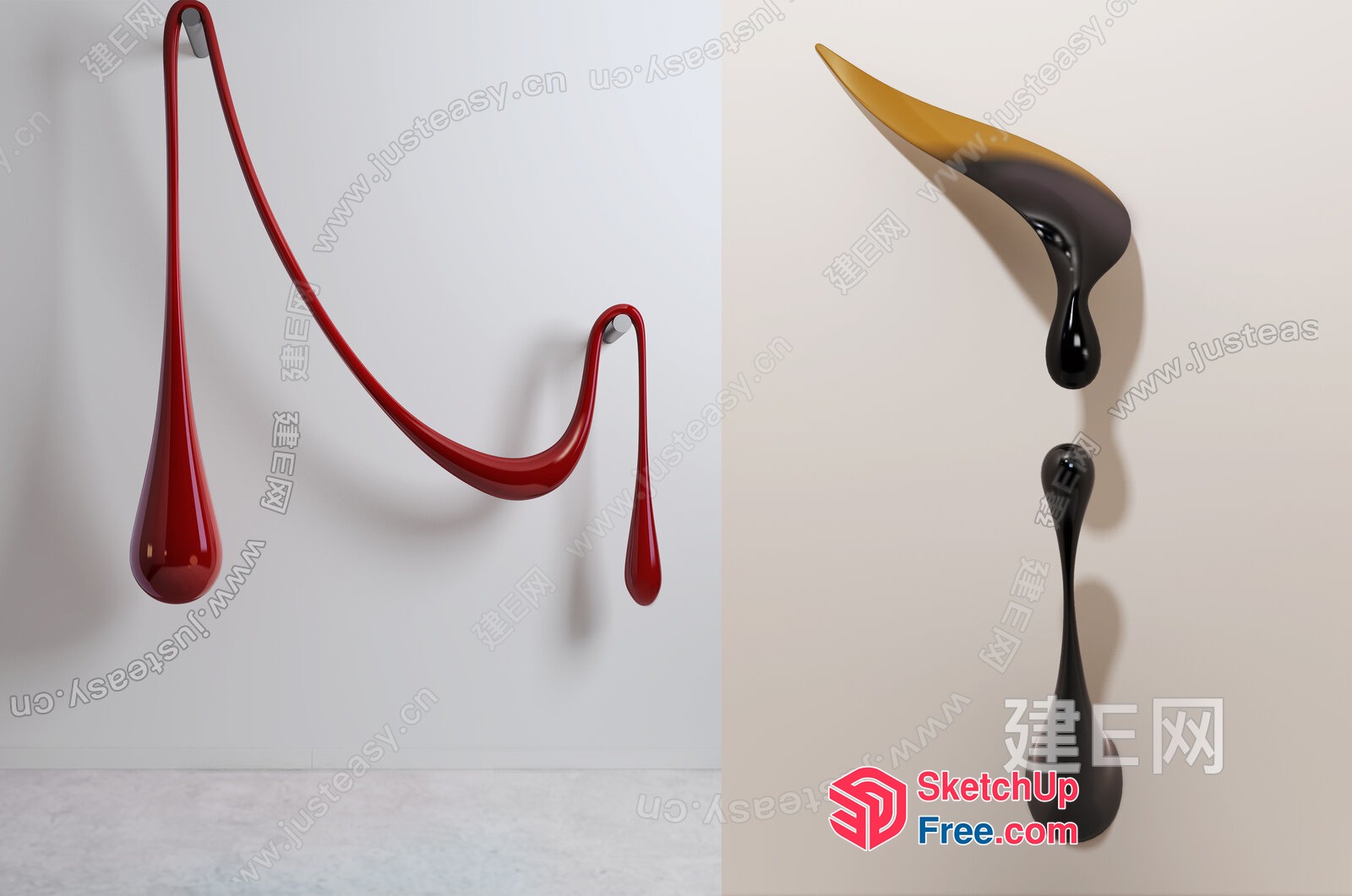 Intricate Red And Black Abstract Art Piece 3D SketchUp File