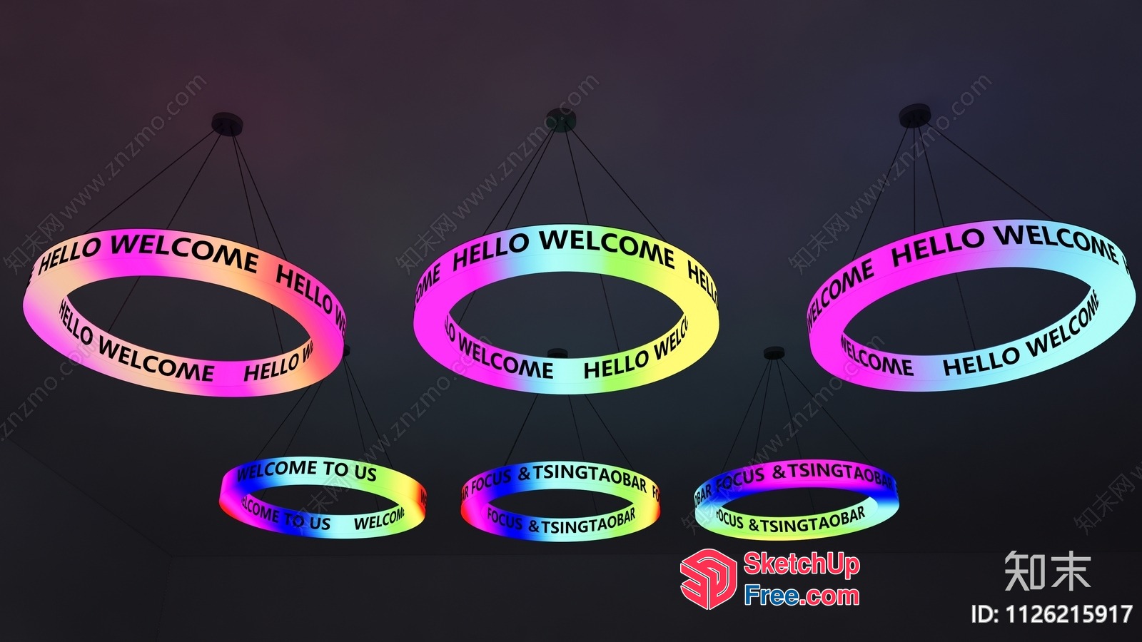 Vibrant Colorful Welcome Rings 3D SketchUp File